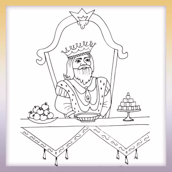 King at the table - Online coloring page