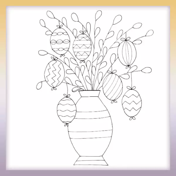 Easter eggs in a vase - Online coloring page