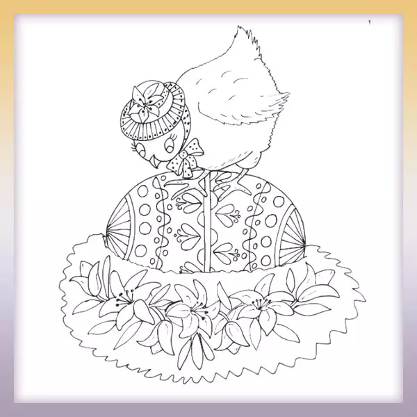 Chicken with an egg - Online coloring page
