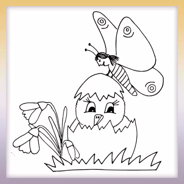 Chicken in an egg - Online coloring page