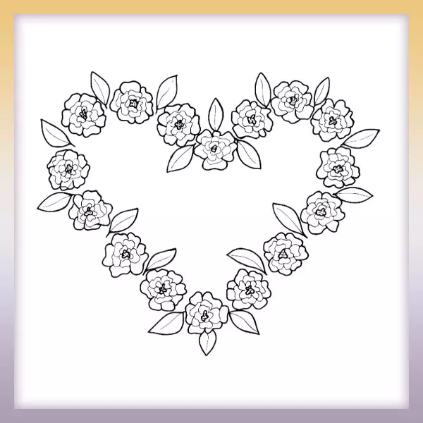 Floral heart - Online coloring page
