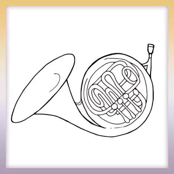French horn - Online coloring page