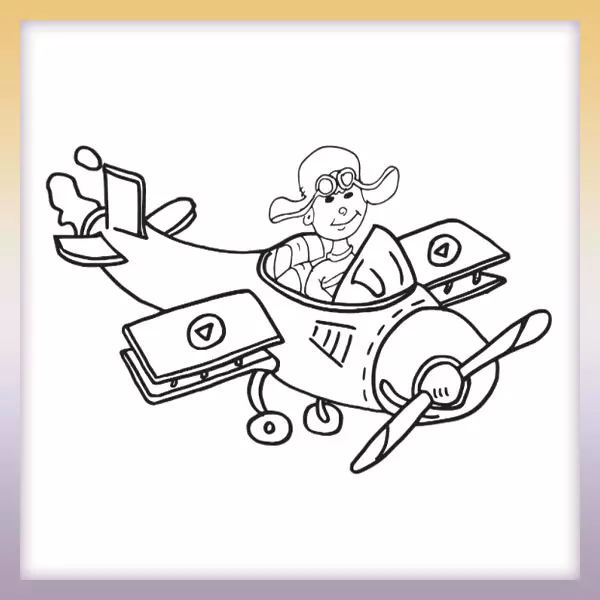 Airplane with pilot - Online coloring page