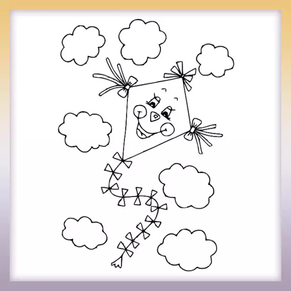 Flying kite - Online coloring page