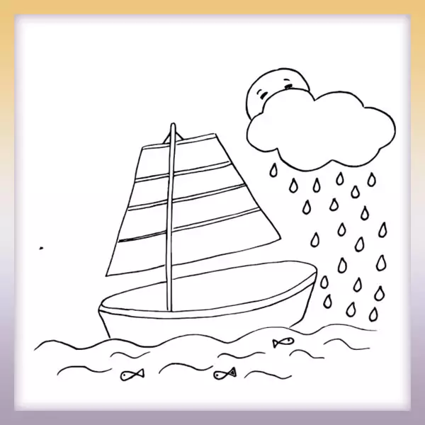 Boat at sea - Online coloring page