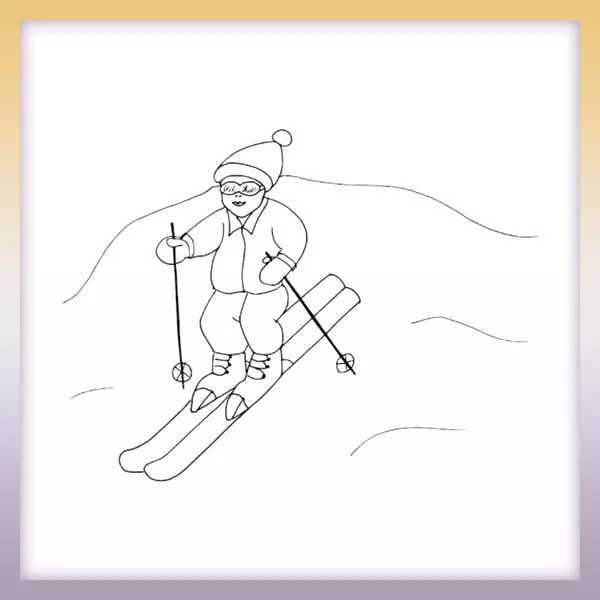 Skier - Online coloring page