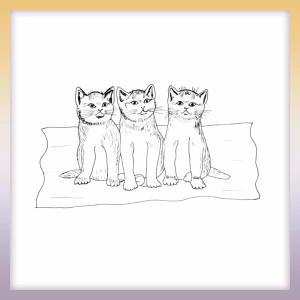 Kittens on a blanket - Online coloring page