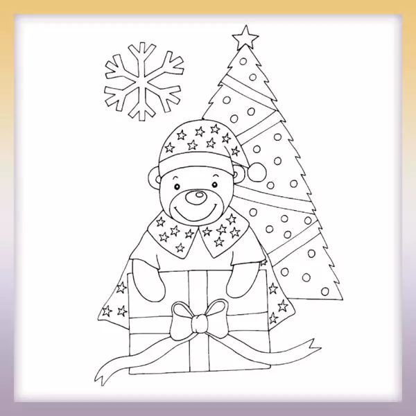 Teddy by the tree - Online coloring page