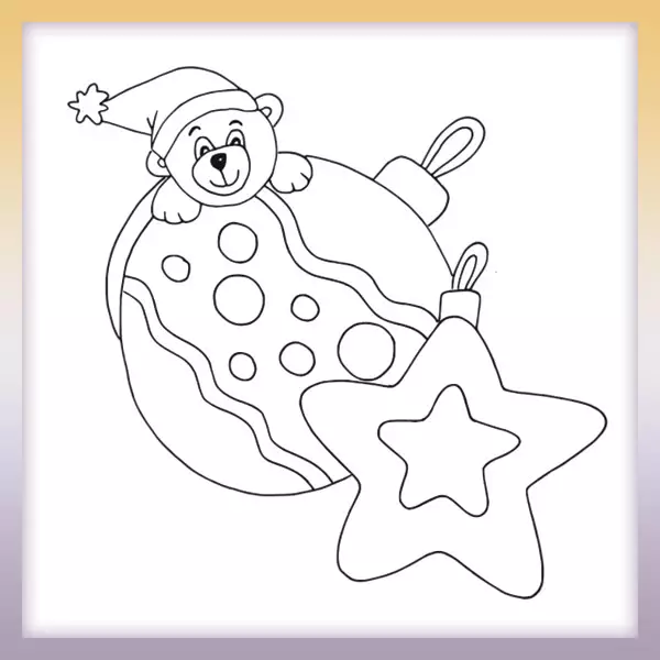 Bear with ornaments - Online coloring page