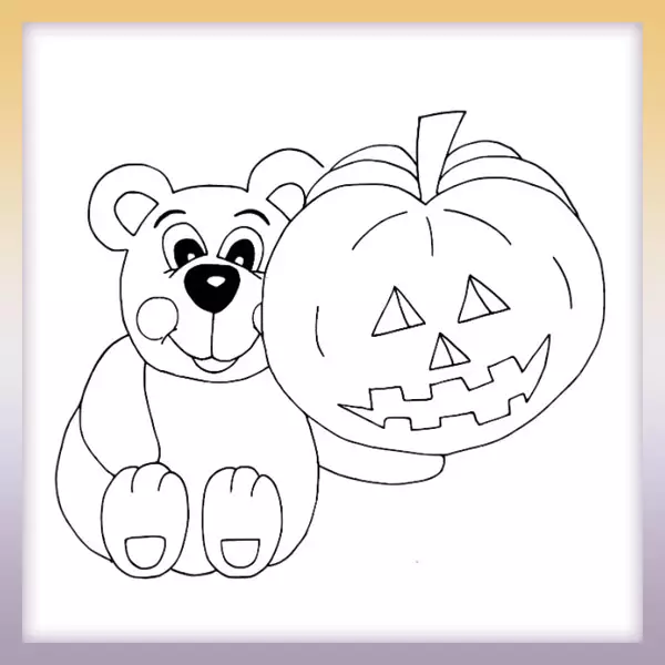 Cat with pumpkin - Online coloring page