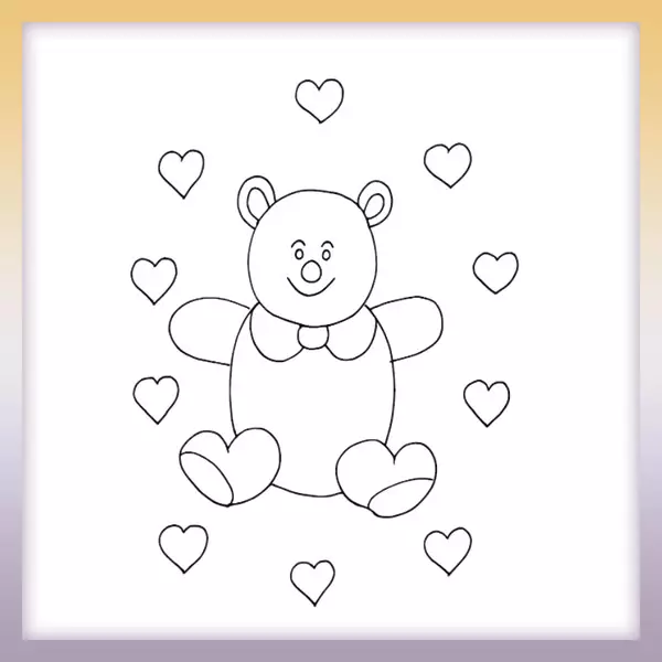 Cat with hearts - Online coloring page