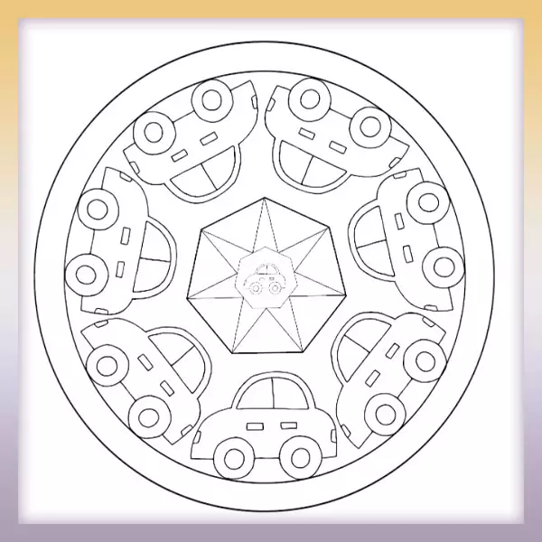 Mandala - car - Online coloring page