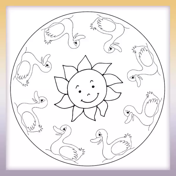 Mandala - duck - Online coloring page