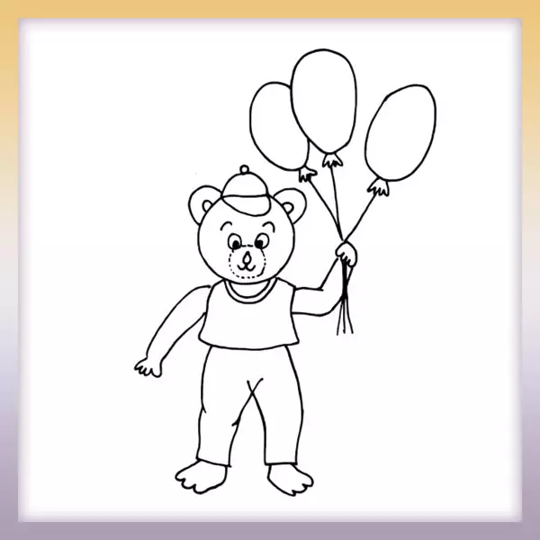 Teddy bear with balloons - Online coloring page
