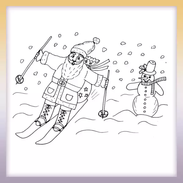 Santa Claus and a snowman - Online coloring page