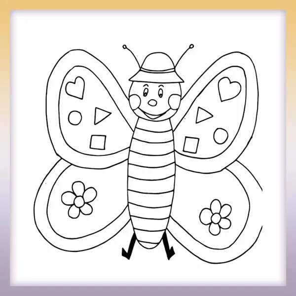 Butterfly in a hat - Online coloring page