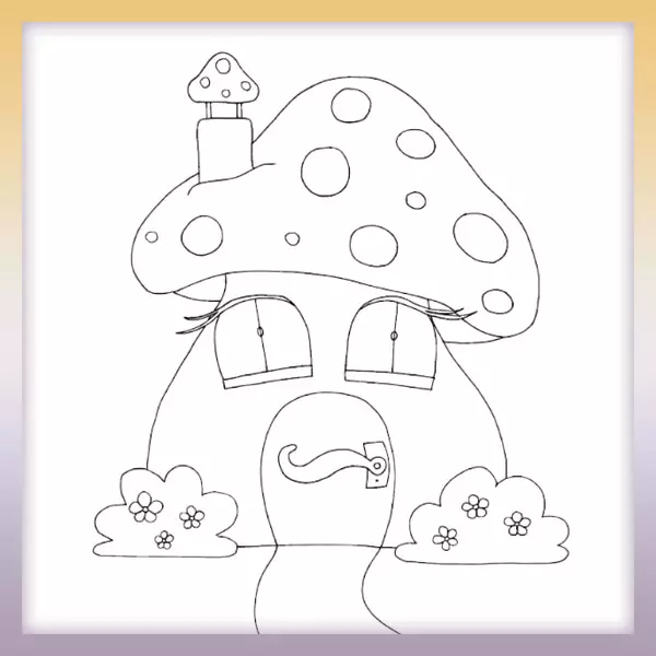 Toadstool house - Online coloring page