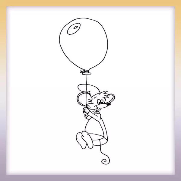Mouse with balloon - Online coloring page