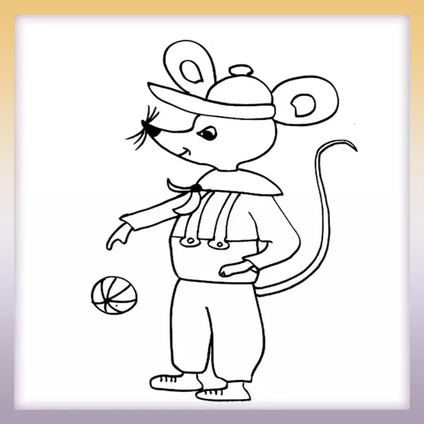 Mouse with a ball - Online coloring page