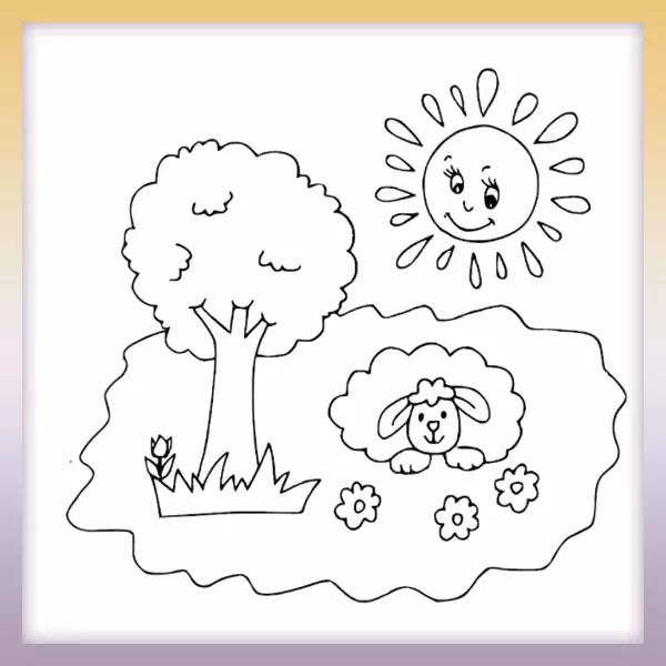 In a meadow - Online coloring page