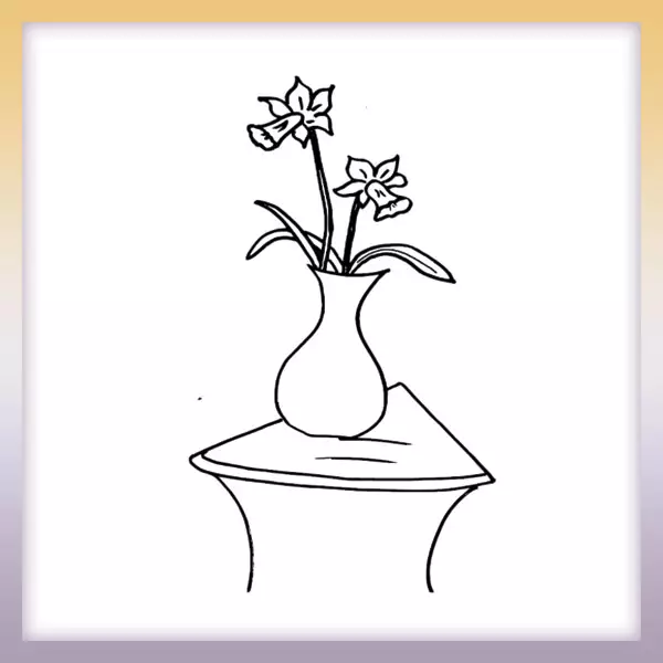 Narcissus in a vase - Online coloring page