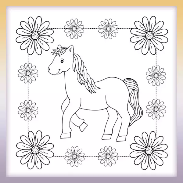 Horse in the picture - Online coloring page