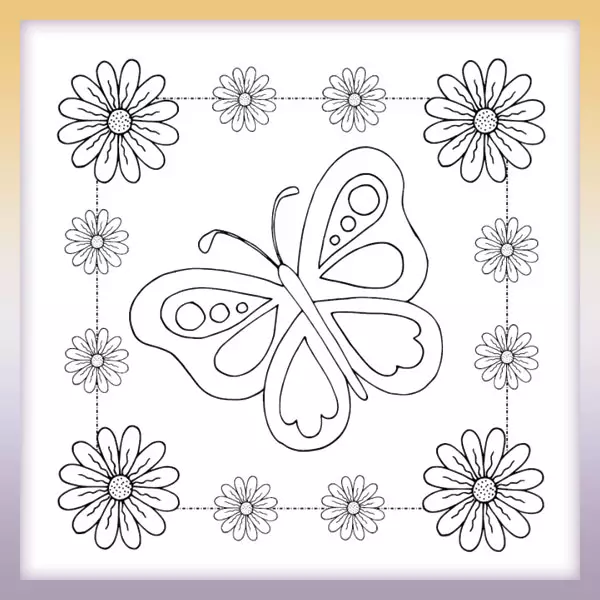 Butterfly in the picture - Online coloring page