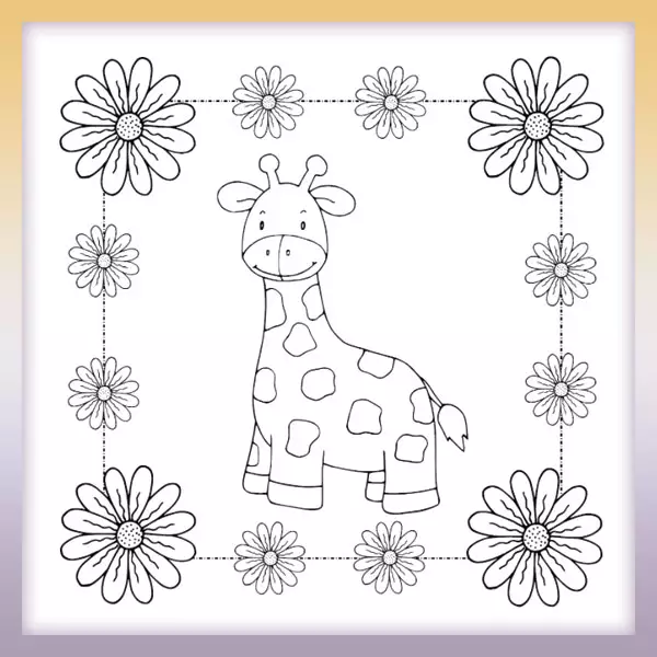Giraffe in the picture - Online coloring page