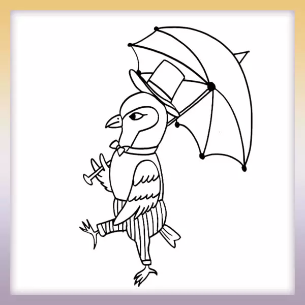 Parrot with umbrella - Online coloring page