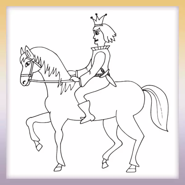 Prince on horseback - Online coloring page