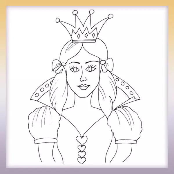 Princess with a crown - Online coloring page