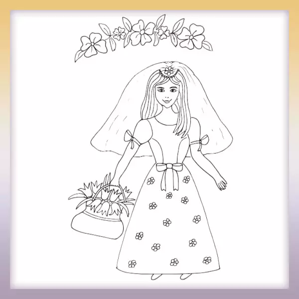 Princess in a dress - Online coloring page