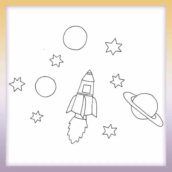 Rocket in space - Online coloring page