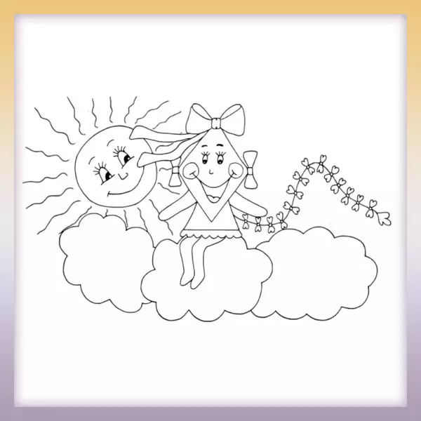 Kite in the clouds - Online coloring page