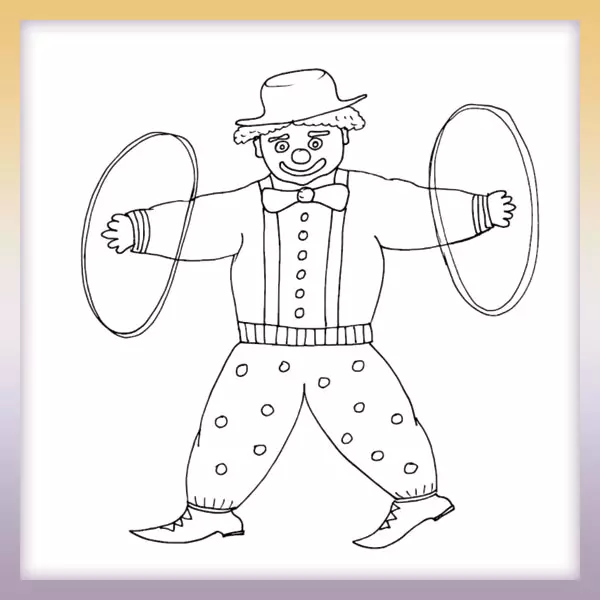 Clown with circles - Online coloring page