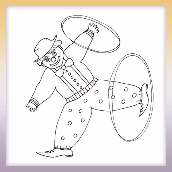 Clown with hoops - Online coloring page