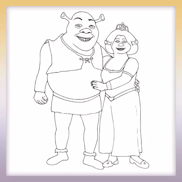 Shrek and Fiona - Online coloring page