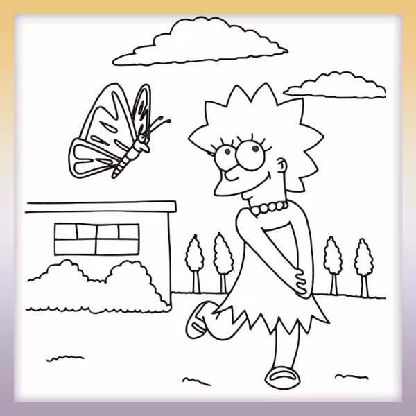 The Simpsons - Lisa in the yard - Online coloring page