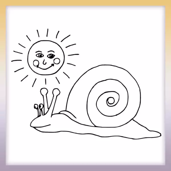 Snail and sun - Online coloring page