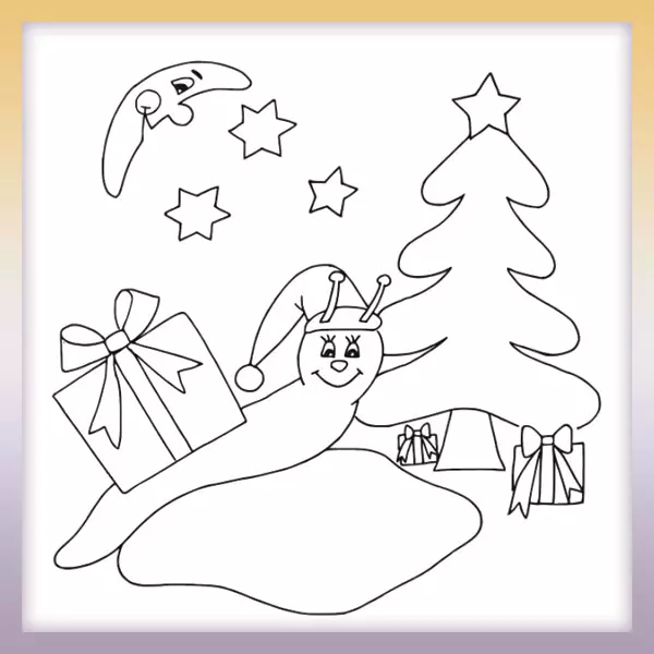 Snail with a gift - Online coloring page