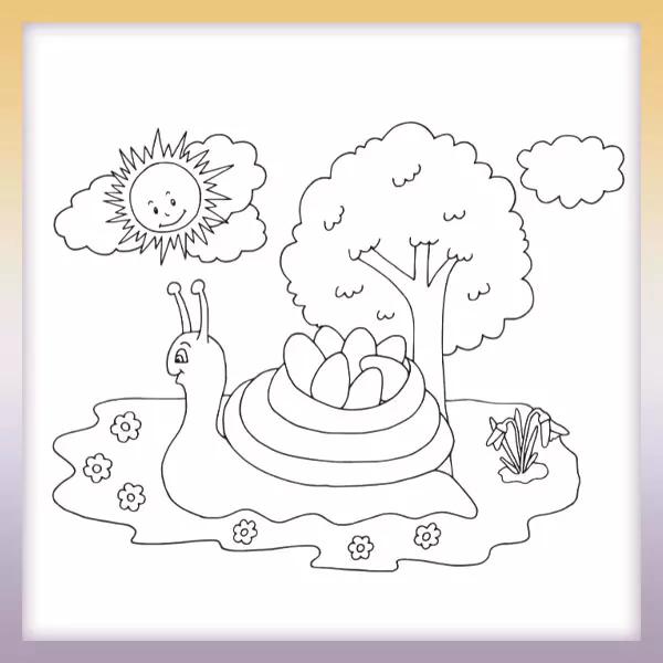 Snail with eggs - Online coloring page