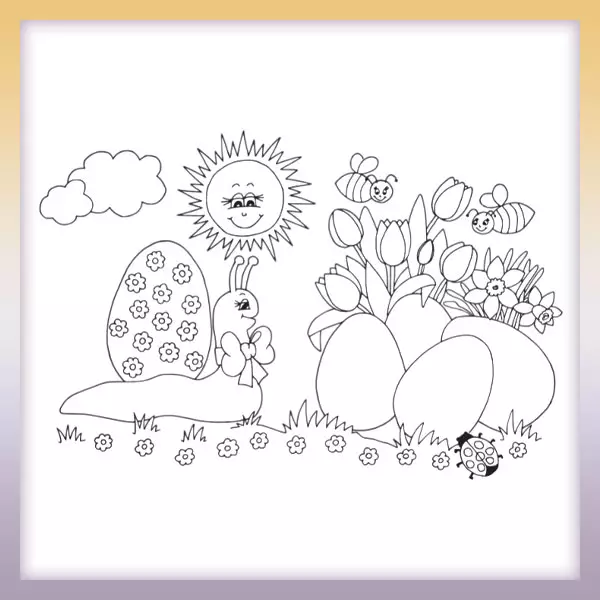 Snail with an egg - Online coloring page