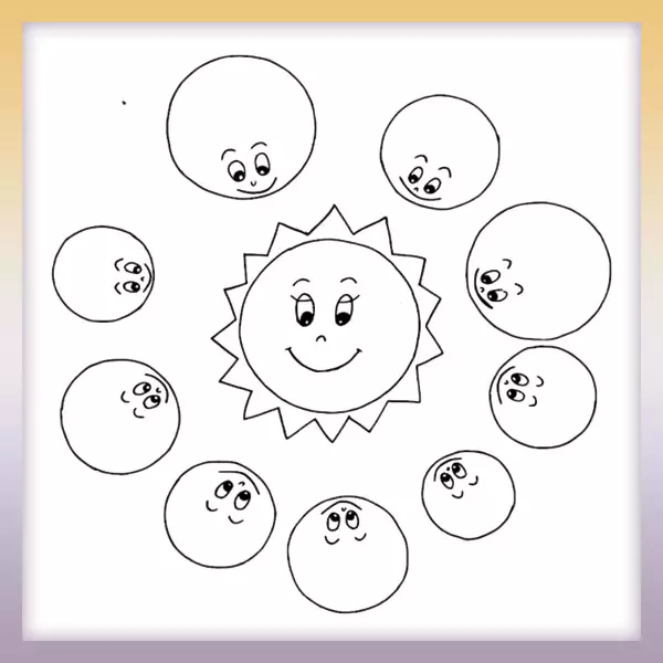 Solar system - Online coloring page
