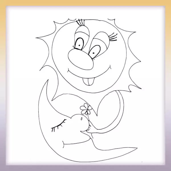 Sun and moon - Online coloring page