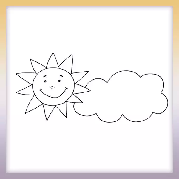 Sun and cloud - Online coloring page