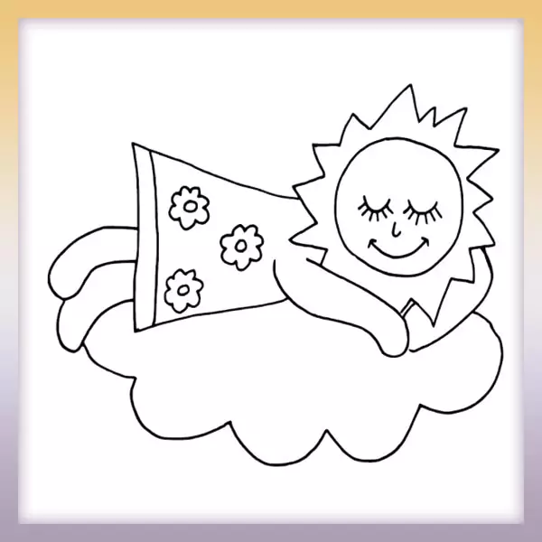 Sun on the cloud - Online coloring page
