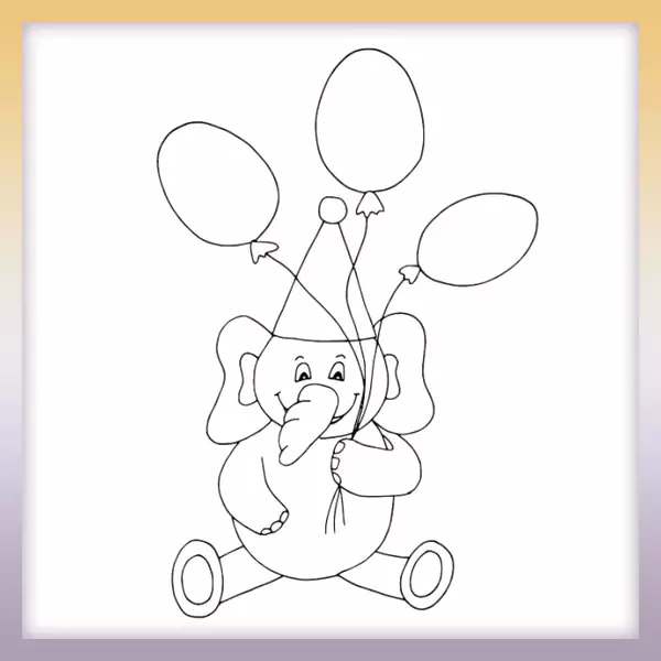 Elephant with balloons - Online coloring page