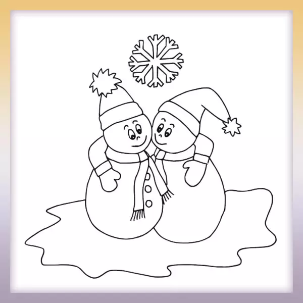 Snowman and snowflake - Online coloring page