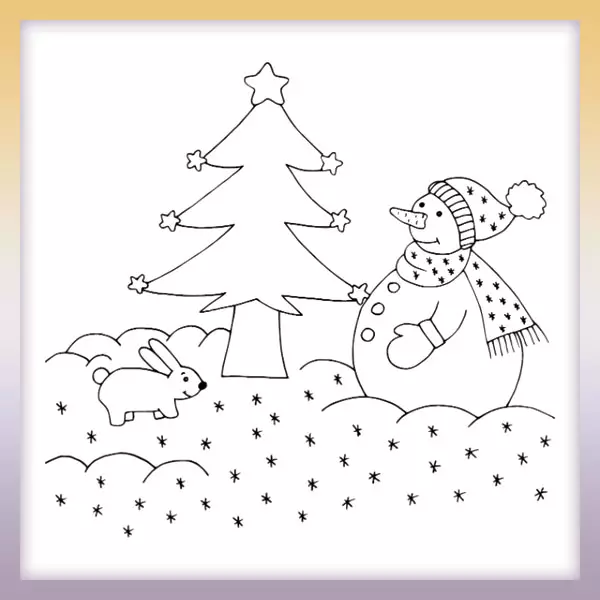 Snowman and bunny - Online coloring page