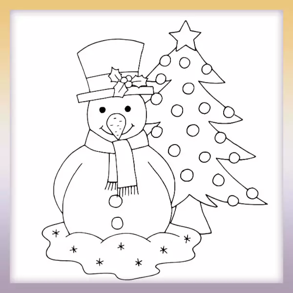 Snowman in a hat - Online coloring page
